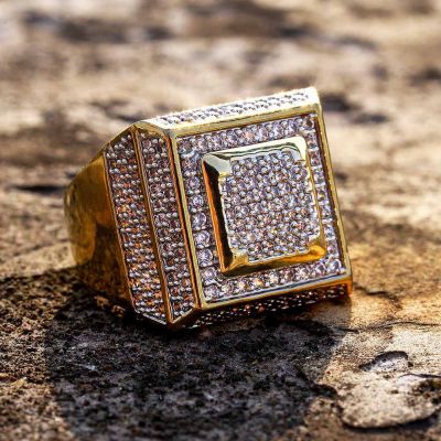 3CT New Hip-hop Style Zircon Square Ring