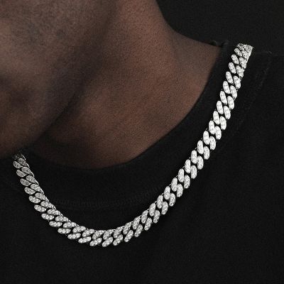  12MM Hip Hop Single Row Full Diamond Men's Trend Necklace