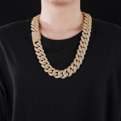 Hip Hop 25mm Wide Full Diamond Bubble Cuban Necklace Eight Rows Pavé Zirconia Miami Men's Necklace Jewelry