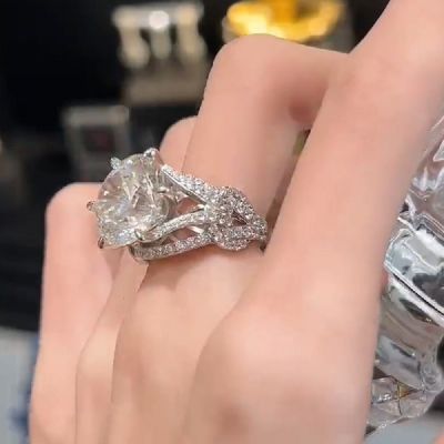10.0CT Diamond Infinity Twist Knot Engagement Ring 14k White Gold