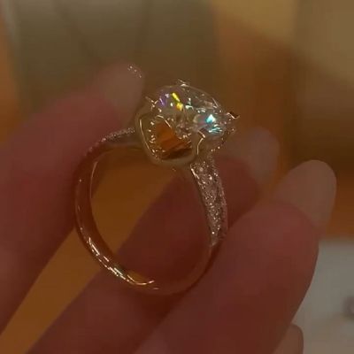 2Ct Round Cut Diamond Solitaire Engagement Ring 14K Yellow Gold