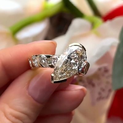 6.25 CT Pear Cut Glamorous Engagement Ring In Sterling Silver
