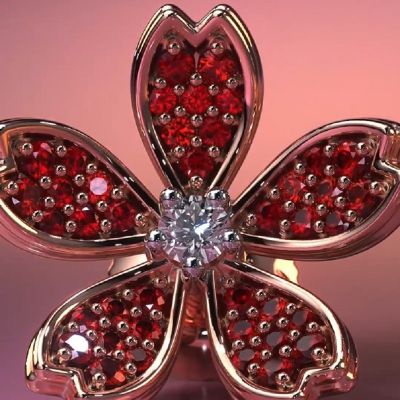 Synthetic Ruby And Synthetic Rubellite Earrings In 18Kt Rose Gold