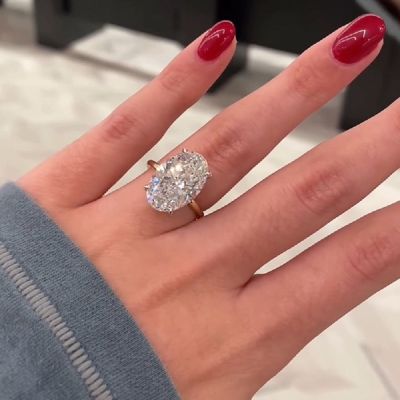 7.16 Carat Oval Shape Lab Diamond Solitaire Two-Tone Ring