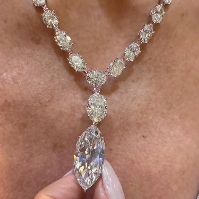 34.02 Carat Oval And Marquise Shaped Zircon Necklace 
