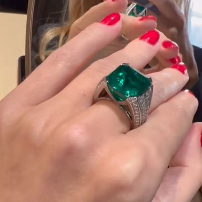 14.96 Carat Cushion Cut Emerald Zircon Engagement Ring