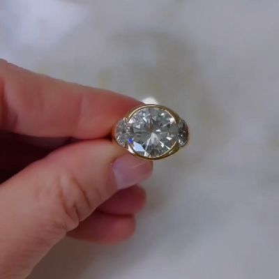 6.2 Carat One-of-a-Kind Ring with Round Diamond and Half-Moon Sides