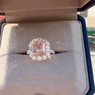 1.01 Carat Cushion Cut Classic Cut Pink Diamond Ring