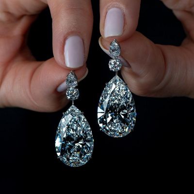 20.0 Carat Tear Dangle Drop Pear Cut Zircon Earrings