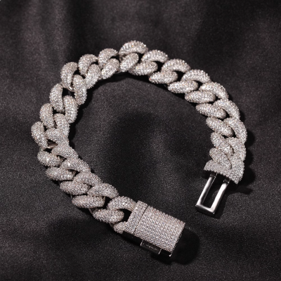 Hip Hop Zircon Cuban Bracelet High Density Full Inlay Necklace