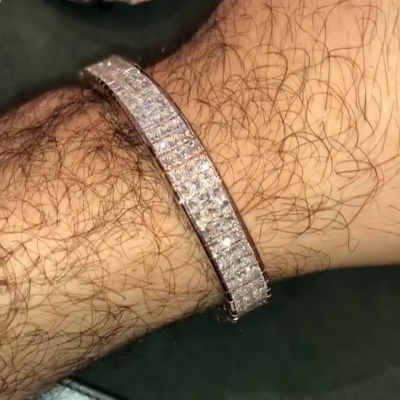 10ct cushion-cut diamond sterling silver rose gold plated handmade bracelet