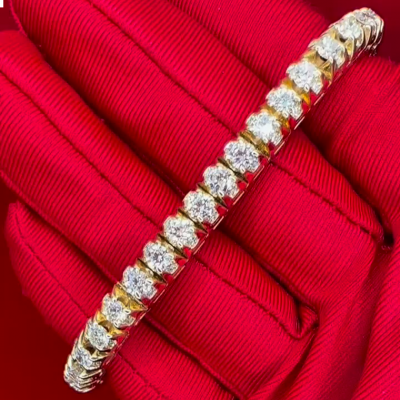 8ct oval-cut diamond sterling silver handmade yellow gold plated bracelet