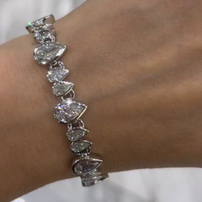 18ct pear-shaped sterling silver handmade luxury bracelet