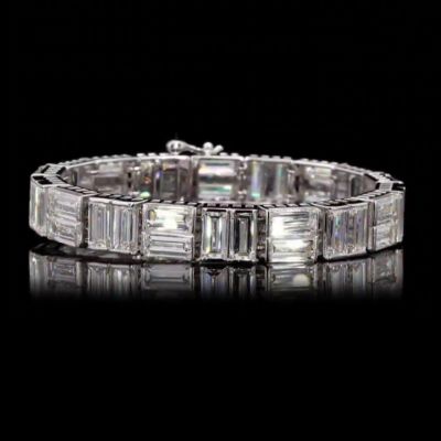 8ct emerald-cut sterling silver handmade bracelet