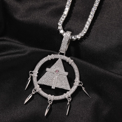 Yu-Gi-Oh Millennium Wisdom Wheel inlaid with zircon geometric retro pendant hip-hop necklace