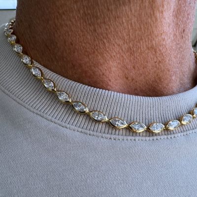 8ct marquise-cut diamond handmade sterling silver and gold-plated necklace