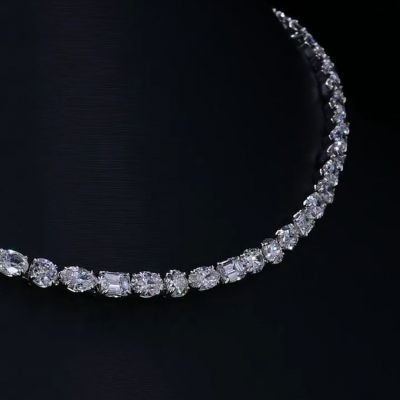 25ct oval-cut diamond handmade sterling silver necklace