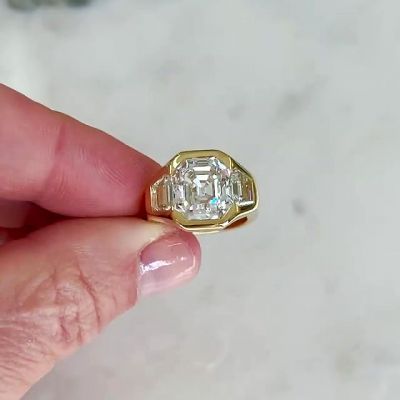 3ct Oval Cut White Sapphire Men's Engagement Ring