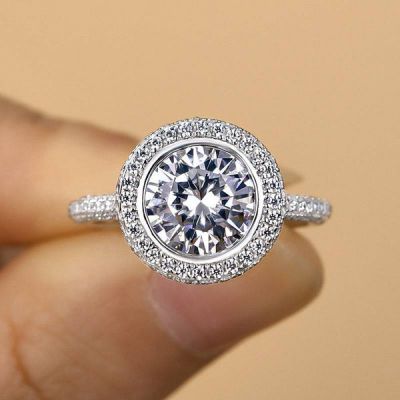 3.0ct Round Cut Diamond Sterling Silver Handmade Engagement Ring