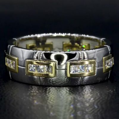 1.75ct Princess Cut White Sapphire Men's Eternity Ring