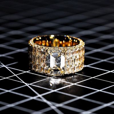 4ct Emerald Cut White Sapphire Men's Engagement Ring