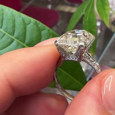 5ct Asscher Cut Handmade Sterling Silver Ring