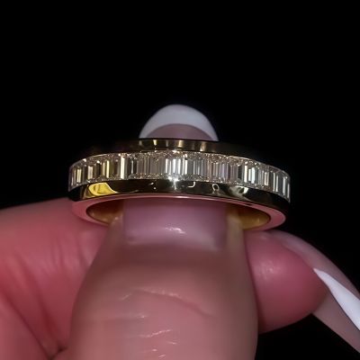 2.8ct Emerald Cut Handmade Sterling Silver Men's Band