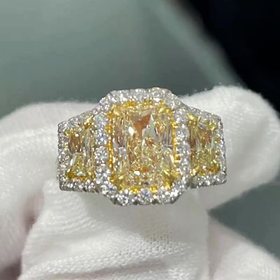 5ct Radiant Cut  Sterling Silver Handmade Ring 