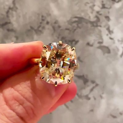 5ct Cushion Cut Sterling Silver Handmade Ring 