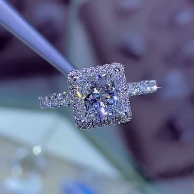 2ct Princess Cut Sterling Silver Handmade Ring 