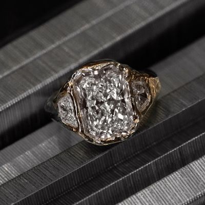 3ct Cushion Cut Sterling Silver Handmade Ring 