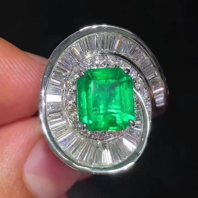 4ct Emerald Cut Sterling Silver Handmade Ring 