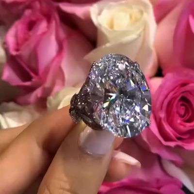 30ct oval cut Zircon sterling silver handmade wedding ring