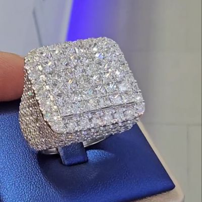 36ctw Cushion Cut Moissanite Inlaid Sterling Silver Handmade Ring