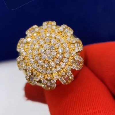 16ct round cut Zircon luxury handmade sterling silver plated yellow gold ring