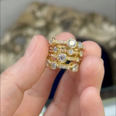 12ct round cut Zircon handmade sterling silver plated yellow gold ring