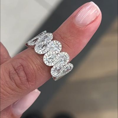 8ct Pear Cut Diamond Sterling Silver Handmade Engagement Ring