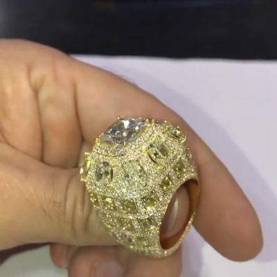 23ctw cushion cut diamond sterling silver plated gold handmade ring