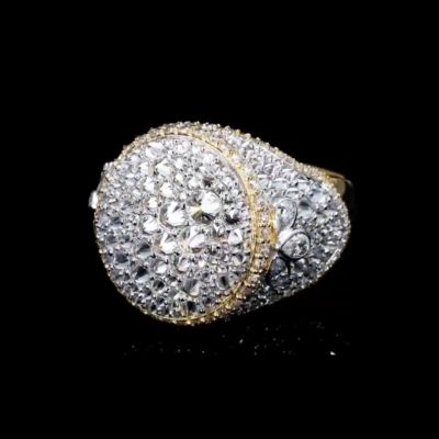 23ctw Tapered Cut Diamond Sterling Silver Plated Yellow Gold Handmade Ring
