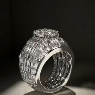 23ctw Princess Cut Diamond Sterling Silver Handmade Ring