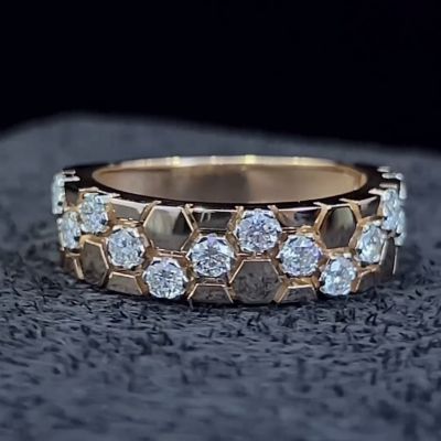 3ct round-cut diamond sterling silver and rose gold plated handmade ring