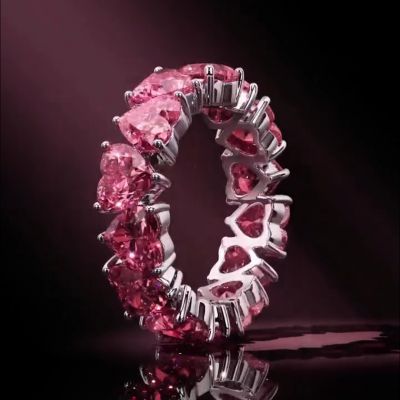 8ct heart-shaped pink diamond noble and elegant handmade ring