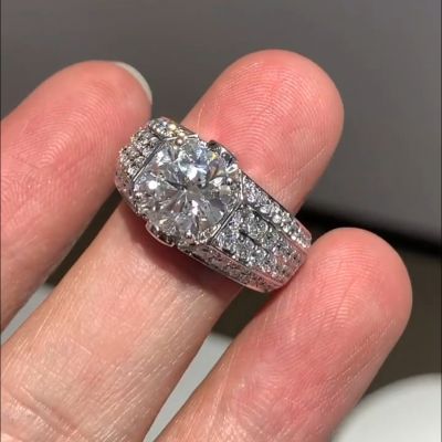 3ct Round Cut Diamond Handmade Sterling Silver Engagement Ring