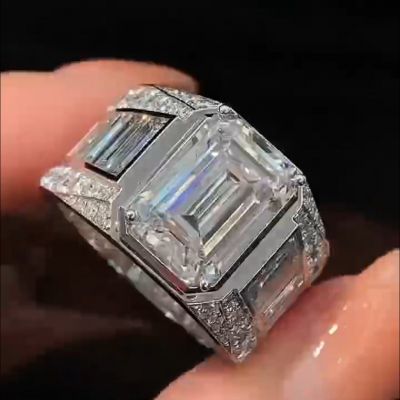 8ct cushion cut diamond handmade sterling silver ring