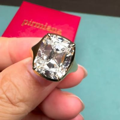 3ct princess-cut zircon sterling silver plated with gold handmade ring