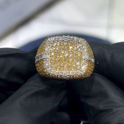 4ct round-cut zircon sterling silver plated with gold handmade ring