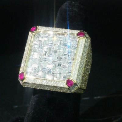 8ct cushion-cut zircon sterling silver plated with yellow gold handmade ring