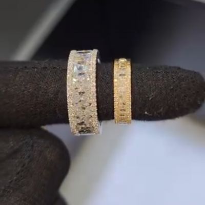 3ct-1.5ct princess-cut zircon sterling silver yellow gold plated handmade Couple rings