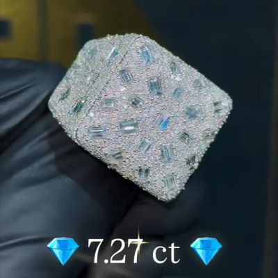 7.27ct cushion-cut sterling silver handmade ring