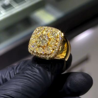 2ct round-cut sterling silver plated with yellow gold handmade ring